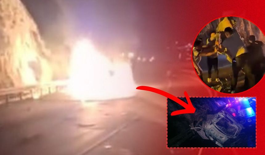 Antalya'da takla atan otomobil yandı: 2 ölü, 3 ağır yaralı!