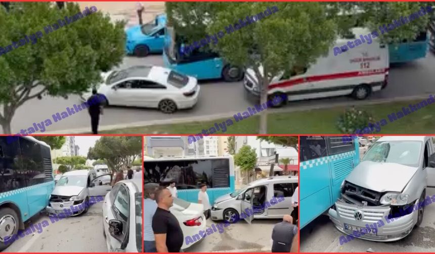 Antalya’da zincirleme kaza: Otobüs ve otomobiller çarpıştı!