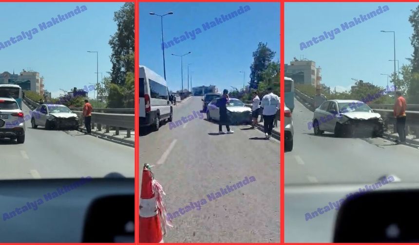Antalya'da görünmez kaza! Otomobil bariyerlere çarptı