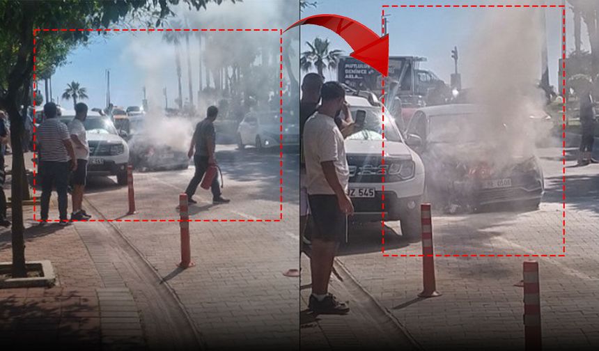 Antalya'da seyir halindeki otomobil alev alev yandı!