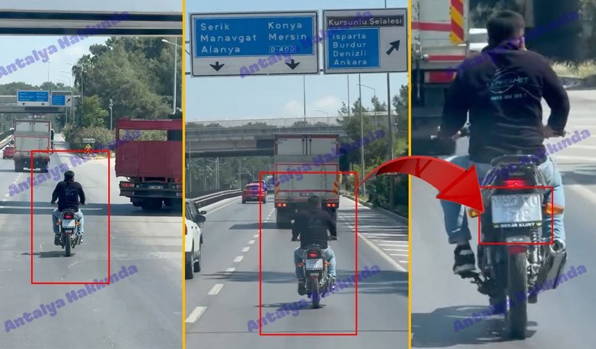 Antalya'da pes dedirten görüntü: Plakasını ters çevirip yoluna devam etti!