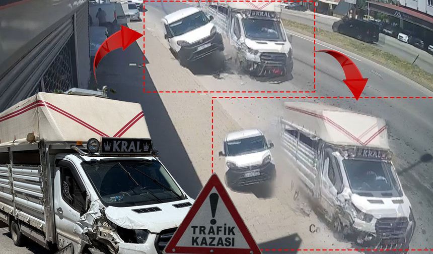 Antalya'da faciayı kılpayı atlattı: Lastiği patlayan kamyonetin kaza anı kamerada!