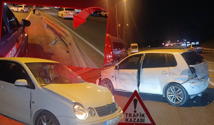 Antalya'da otomobil bariyerlere çarptı: 2 kişi yaralandı
