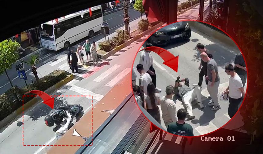 Antalya'da korkutan kaza: Yaya geçidinde devrilerek sürüklendi