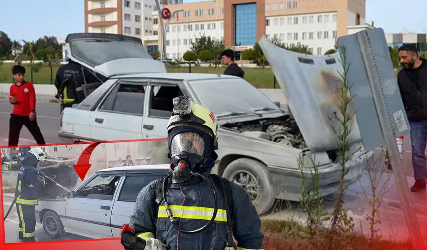 Antalya'da seyir halindeki otomobil alev aldı