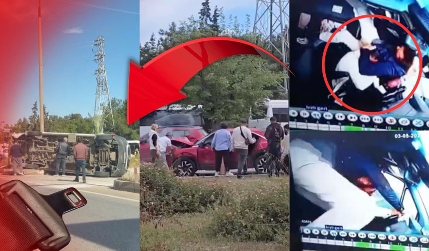 Kazada korkunç anlar! Antalya'da emniyet kemersiz yolcu şoförün üstüne uçtu
