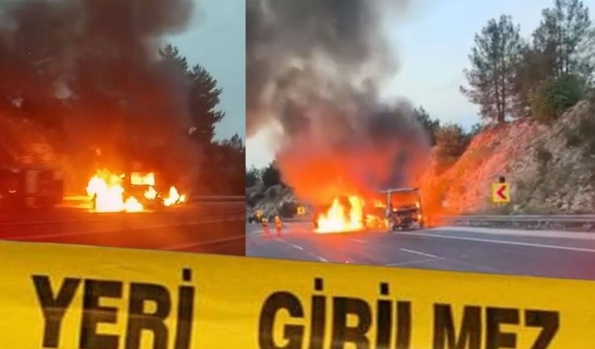 Antalya çıkışlı yolcu otobüsü otoyolda alev alev yandı!