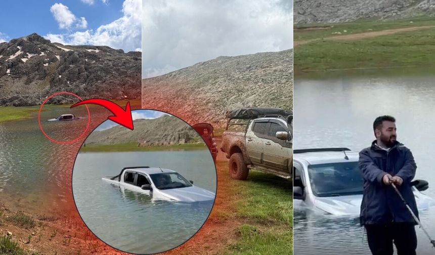 Antalya'da doğa gezisi kötü bitti: Gölette mahsur kalan arazi aracını arkadaşları kurtardı