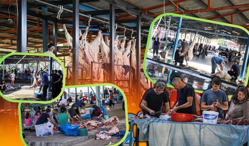 Antalya'da kurban ibadeti yoğunluğu: Kesim alanlarında uzun kuyruklar oluştu
