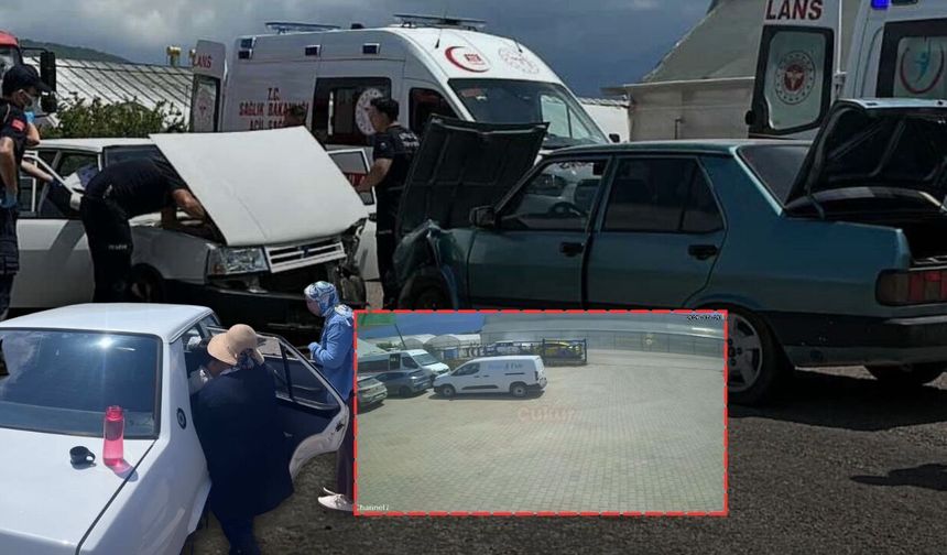 Kumluca’da iki otomobil kafa kafaya çarpıştı! Feci kaza kamerada