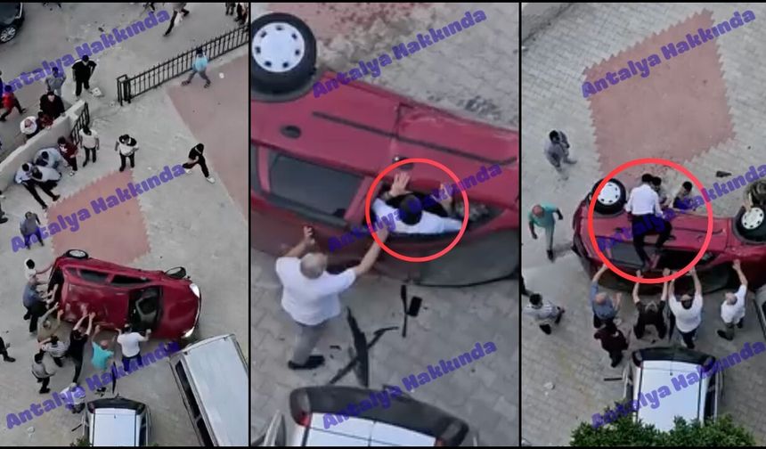 Antalya’da feci kaza: Duvarı yıkıp yan yattı!