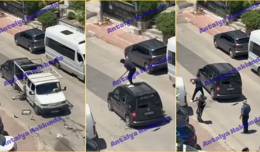 Antalya’da babasının otomobilini parçaladı! İşte o anlar