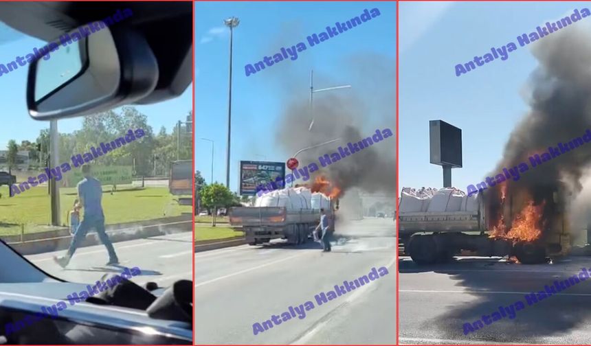 Antalya’da kırmızı ışıkta bekleyen TIR alev topuna döndü!