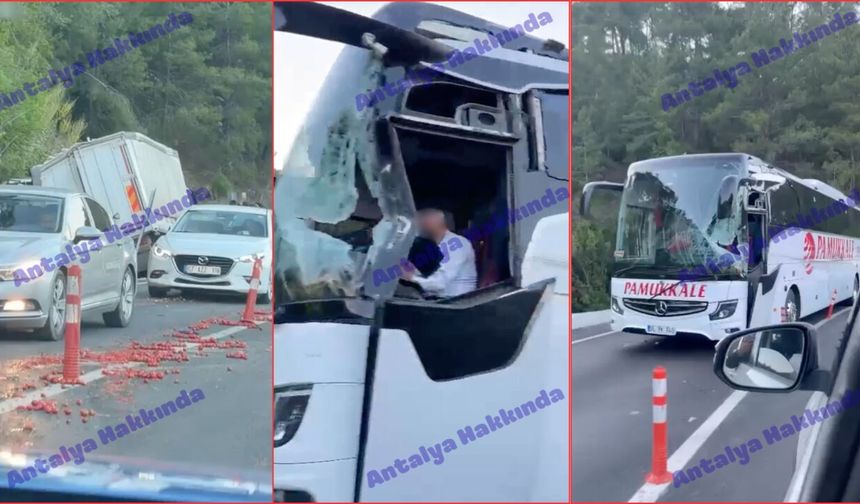 Kumluca-Antalya yolunda zincirleme kaza trafiği felç etti!
