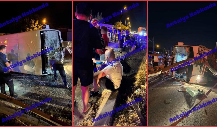Antalya’da midibüs devrildi: Çok sayıda yaralı var!