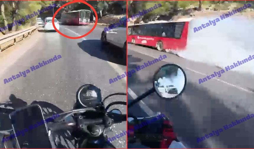 Antalya'da hareket halindeki halk otobüsü alev aldı! O anlar kamerada