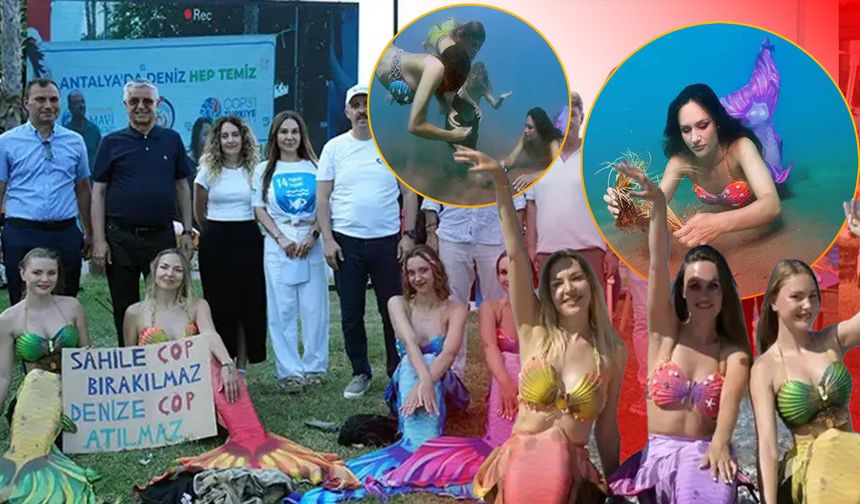 Antalya'da denizkızlarından çevre mesajı: Dip temizliği yapıp, deniz çayırı diktiler!