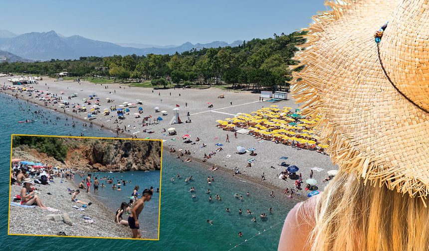 Antalya'da termometreler 41 dereceyi gösterdi! Sahillerde yoğunluk yasandı