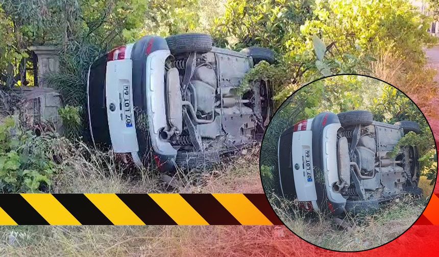Antalya'da kontrolden çıkan otomobil bahçeye uçtu!