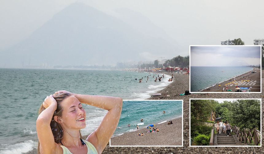 Antalya’da yağmur sürprizi: Sağanak yağışa rağmen denizin keyfini çıkarttılar