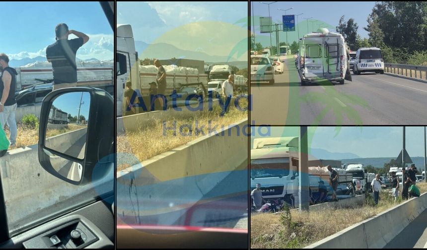 Antalya'da 3 araçlı zincirleme kaza! Yol kapandı