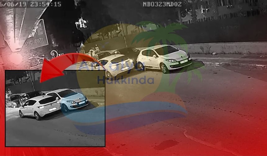 Antalya'da duran araca çarpıp kaçtı! Güvenlik kamerası o anları kaydetti
