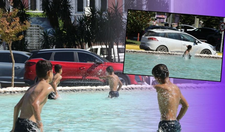 Antalya'da tehlikeli serinlik! Kavurucu sıcakta süs havuzuna atladılar