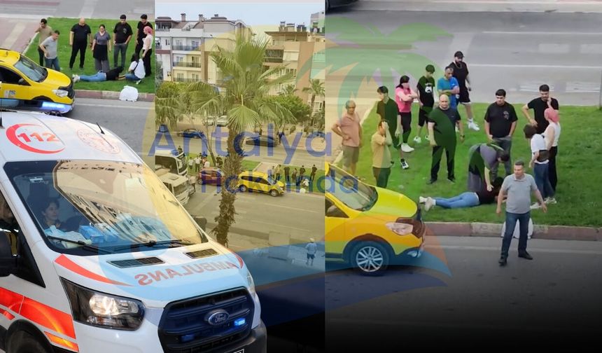 Antalya'da zincirleme kaza! Taksi yayaya çarptı, trafik felç oldu