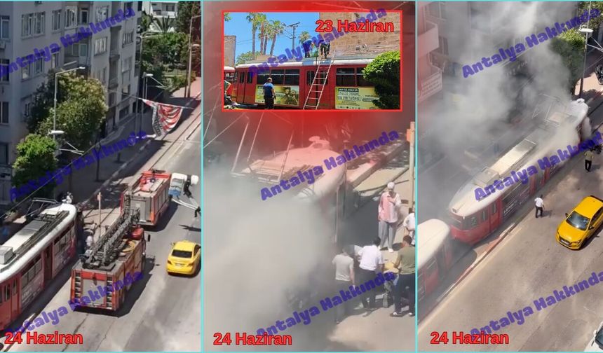 Antalya'da nostalji tramvayında bir yangın daha! O anlar kamerada