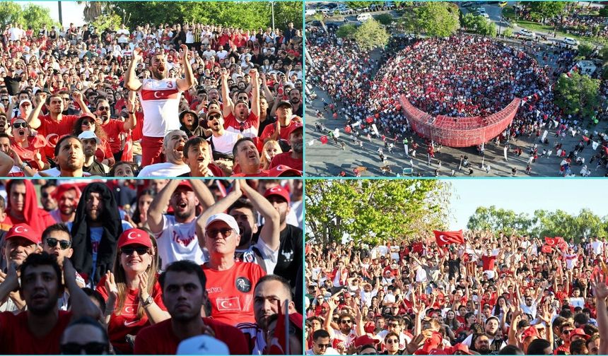 Antalya'da Olbia Kent Meydanı’nda dev ekranda maç izlendi!