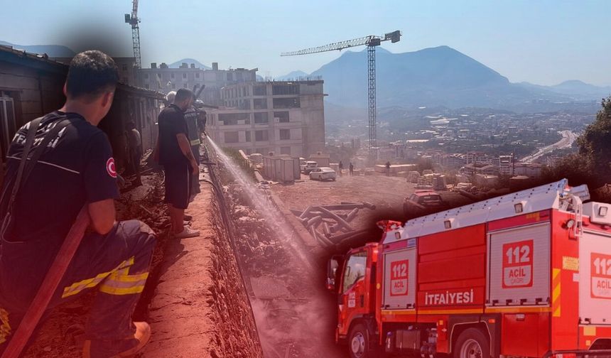 Antalya'da inşaatta çıkan yangın yatakhaneye sıçradı! İşte o anlar