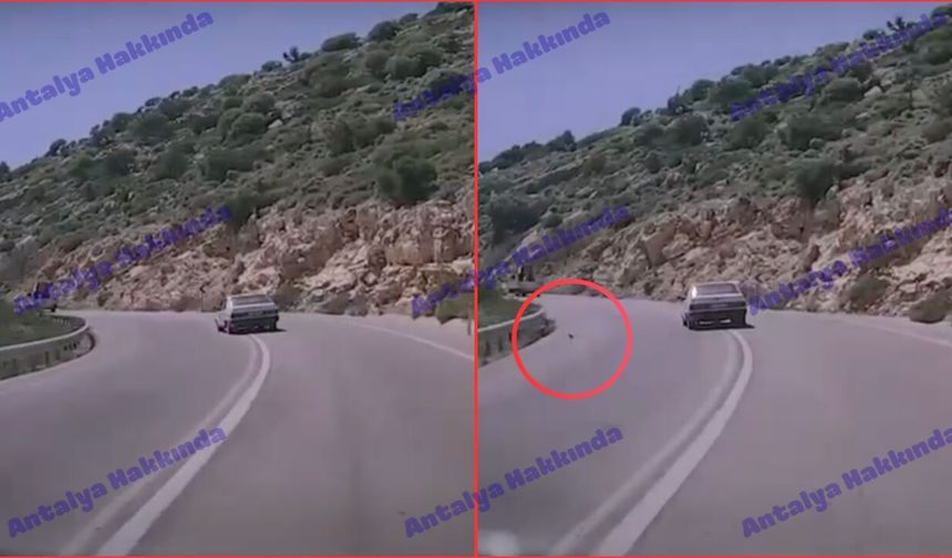 Antalya'da otomobilden yola bira şişesi attı! O anlar kamerada