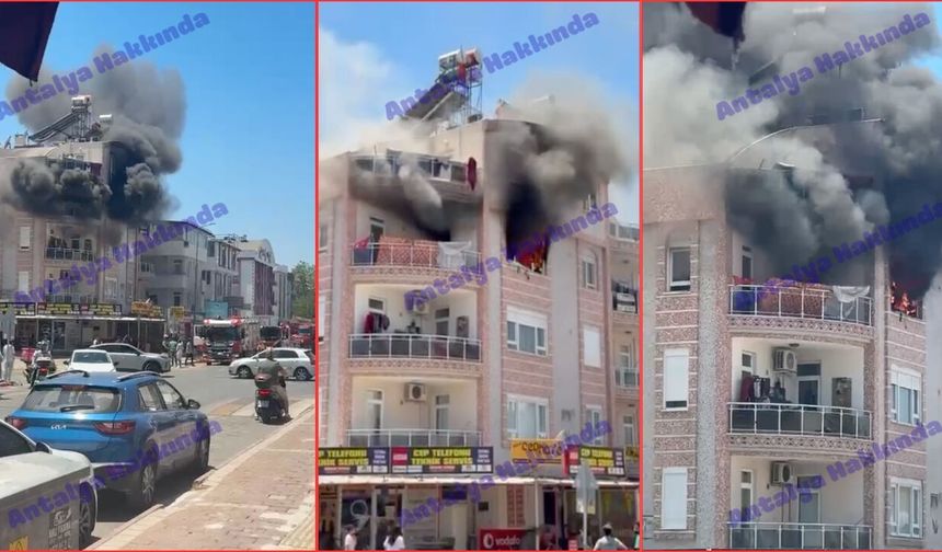 Antalya'da feci yangın kamerada: Çığlıklarla yardım istedi!