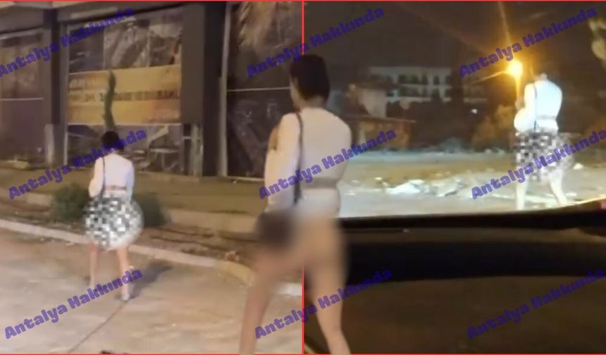 Antalya'da çıplak yürüyen kadın yeniden görüntülendi!