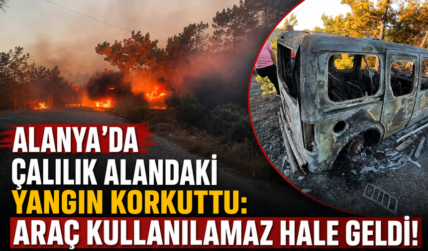 Alanya'da çalılık alandaki yangın korkuttu: Araç kullanılamaz hale geldi!