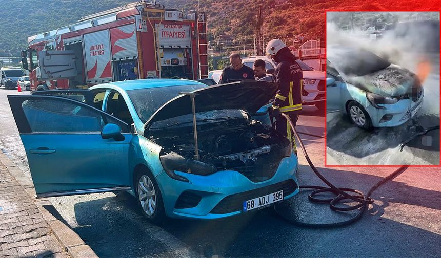 Antalya'da seyir halindeki otomobil alevlere teslim oldu!