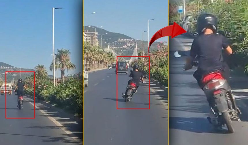 Antalya'da hem kendi canını hem trafiği tehlikeye attı!