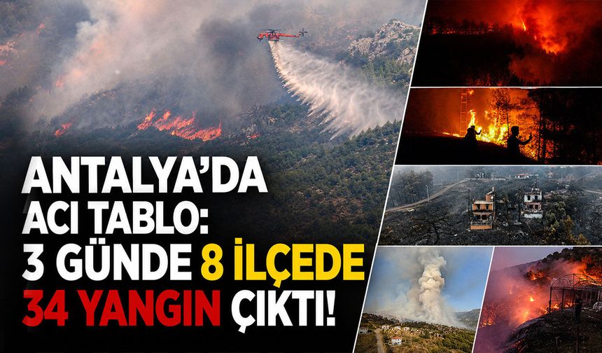 Antalya 3 günde 34 yangınla mücadele etti!