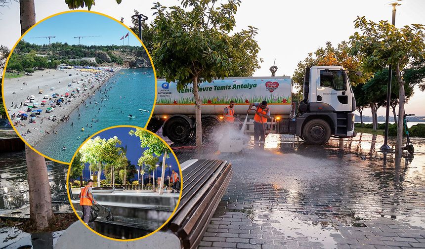 Antalya Konyaaltı Sahili'nde temizlik mesaisi!