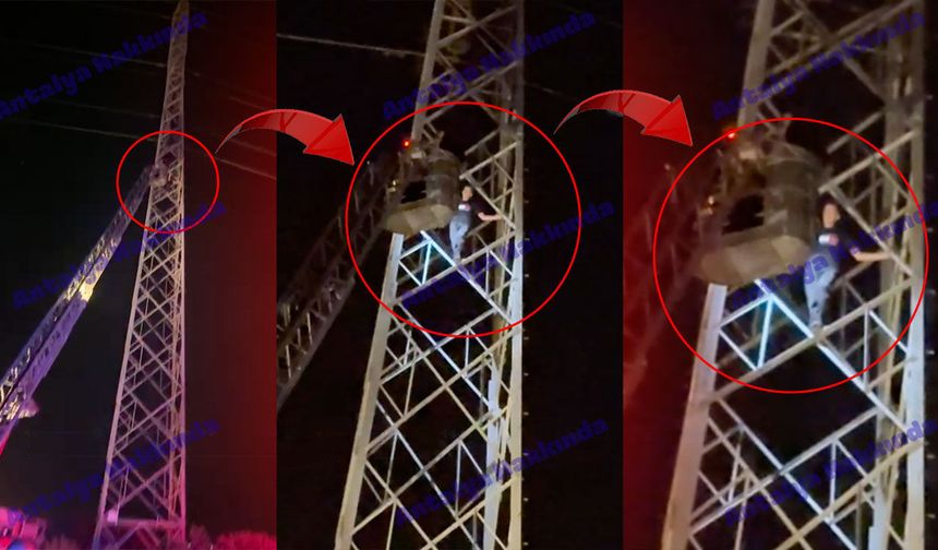 Antalya'da intihar girişimi: Elektrik direğine çıkan kişi korkuttu!