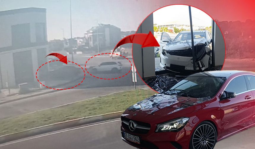 Antalya'da iki otomobil iş yerine daldı: Facia kıl payı atlatıldı