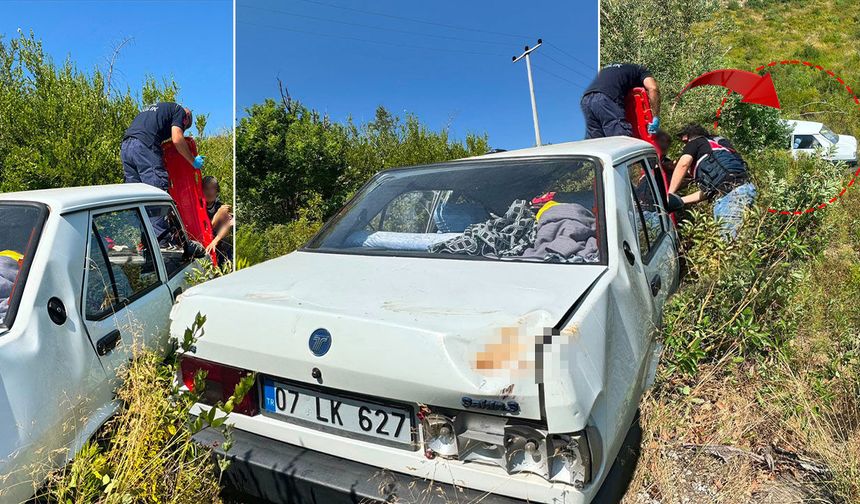 Antalya'da otomobil şarampole uçtu: 2 kişi yaralandı