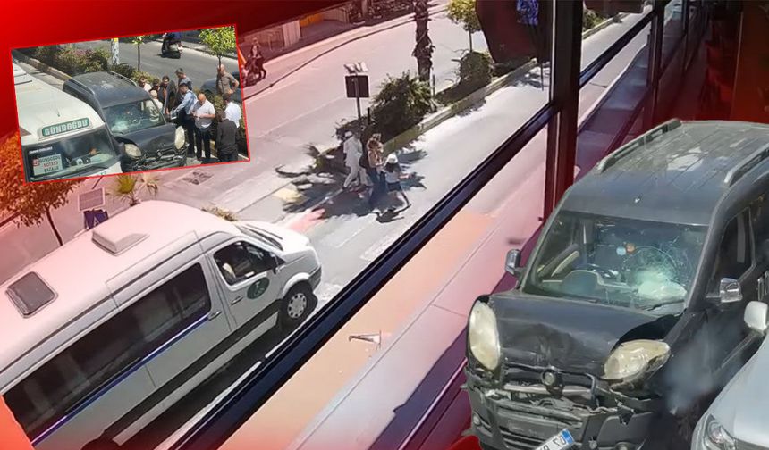 Antalya'da yaya geçidinde kaza: Ticari aracın minibüse çarptığı an kamerada!