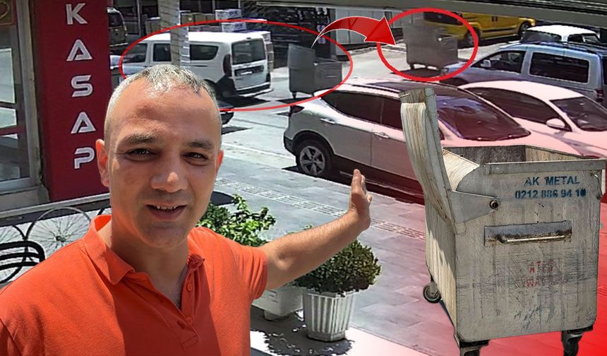Antalya'da şaşkına çeviren kaza: Yokuştan sürüklenen çöp konteyneri araca çarptı!