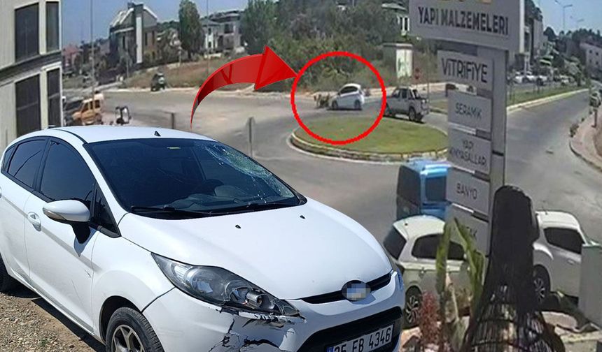Antalya'da motosiklet ile otomobil çarpıştı: Sürücü aracın camını yumrukladı!