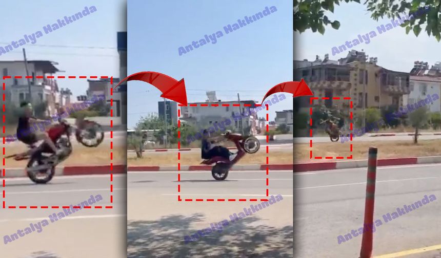 Antalya'da motosikletli gençlerden kara yolunda tehlikeli hareket!