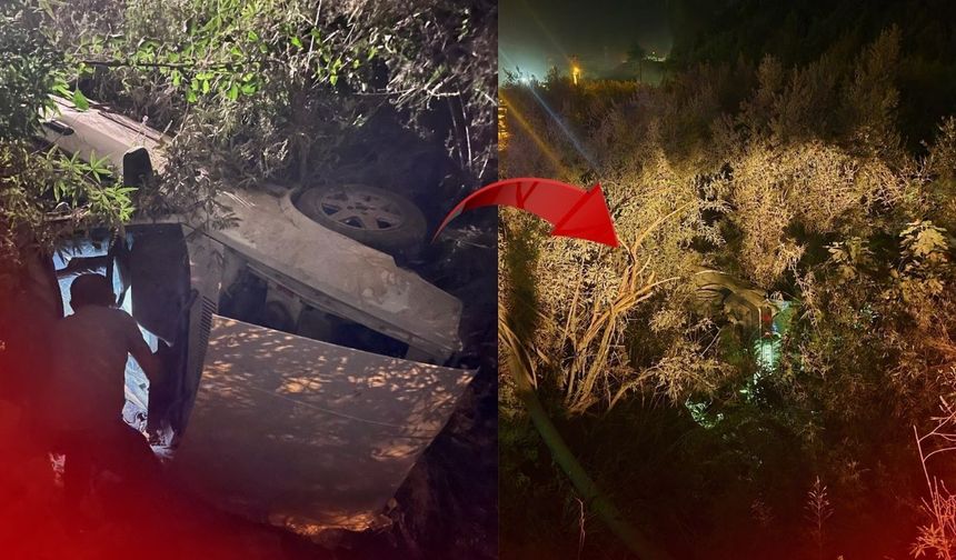Antalya'da otomobil ağaçlık alana daldı! 1 yaralı