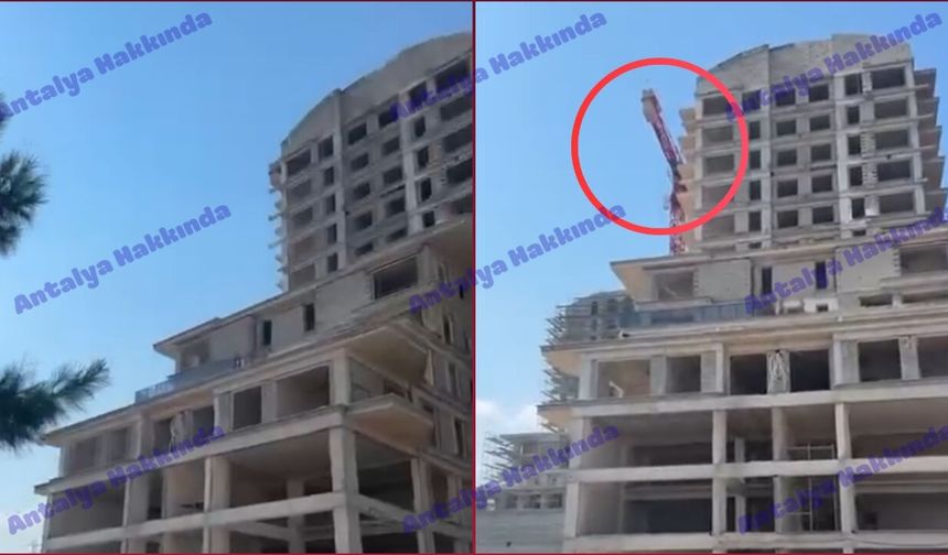 Antalya'da parasını alamayan işçiler kule vince çıktı!