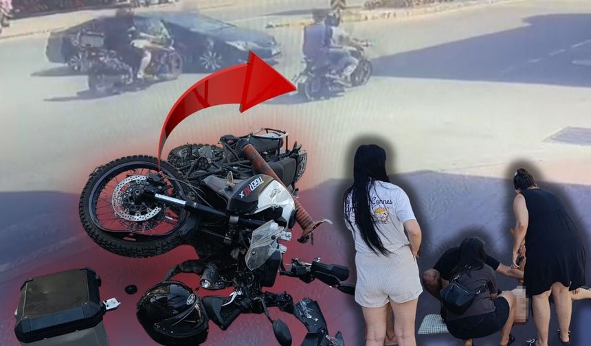Antalya'da korkutan kaza! Motosiklet sürücüsü metrelerce savruldu