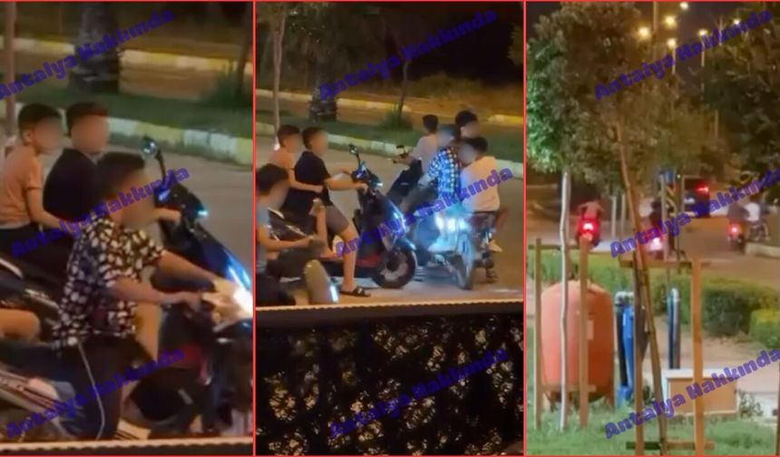 Antalya'da reşit olmayan çocuklar motosikletlerle görüntülendi!